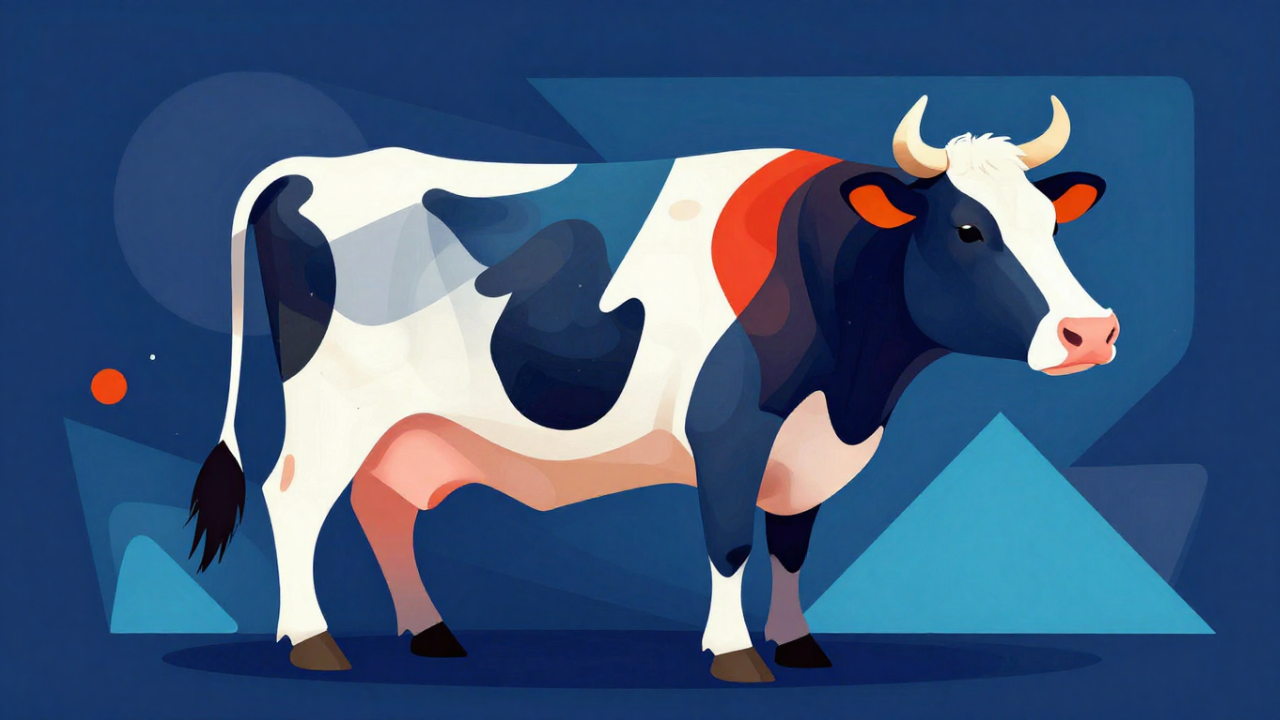 Cow with a Blue Background