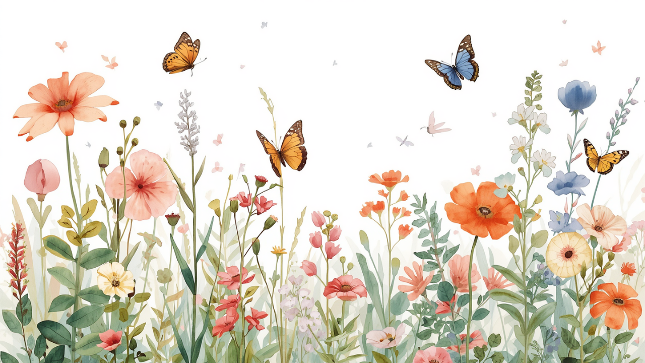 Beautiful Flowers and Butterflies
