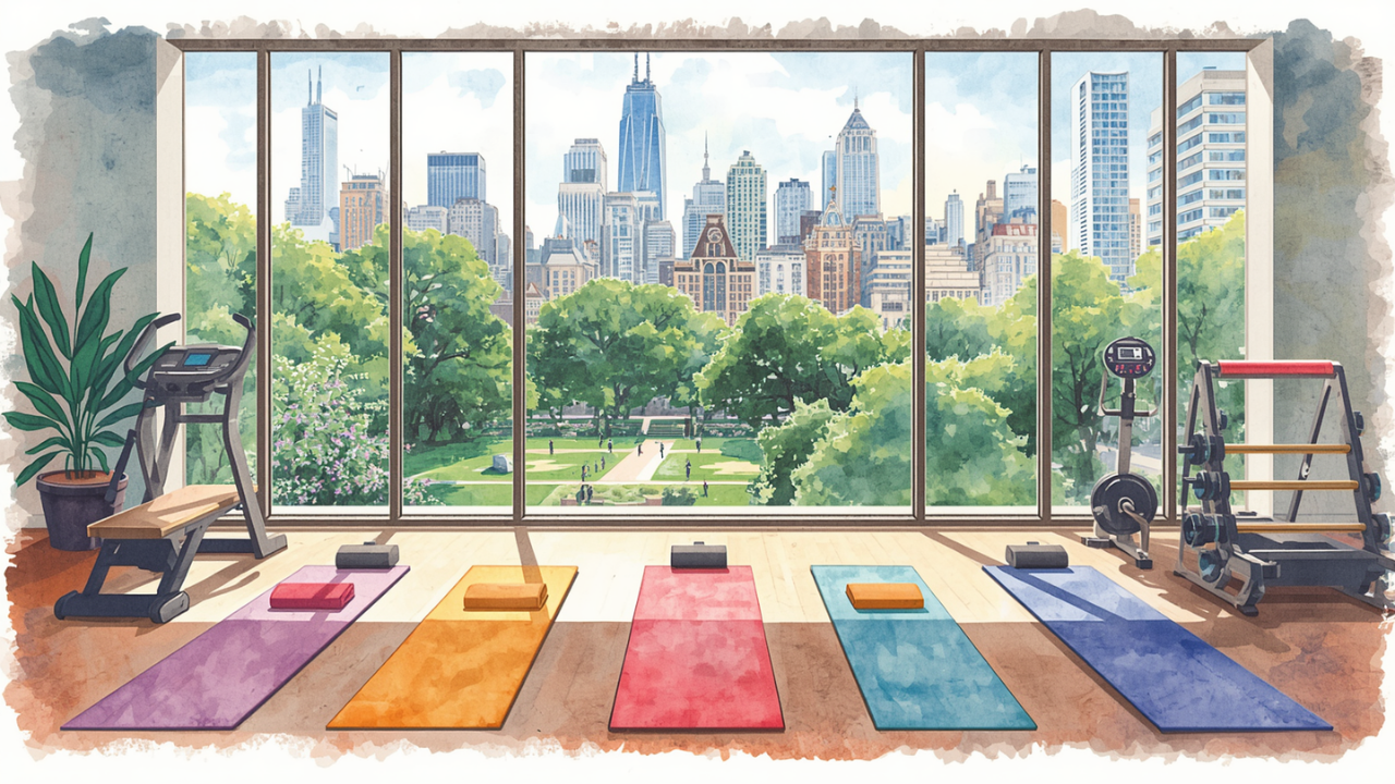 Gym Yoga With a City View