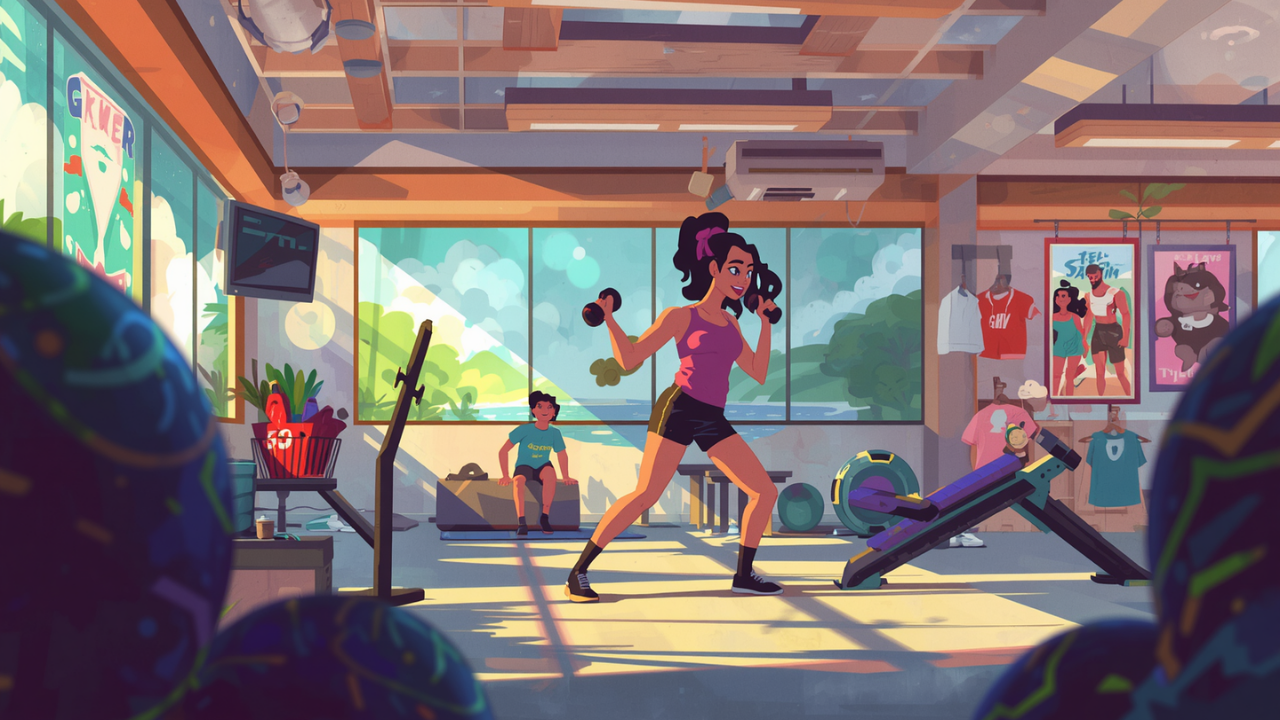 Woman Exercising in a Gym